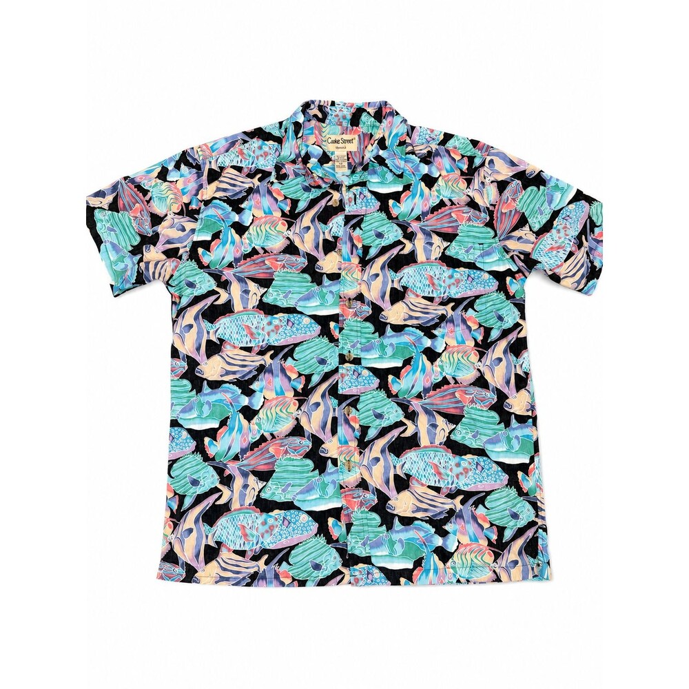 Vintage Y2K Cooke Street Honolulu Men’s M Fish Print Hawaiian Shirt Cotton